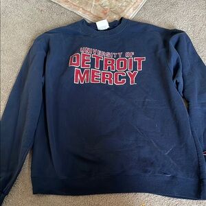 Champion Blue and Red Crewneck Sweatshirt Detroit mercy vintage